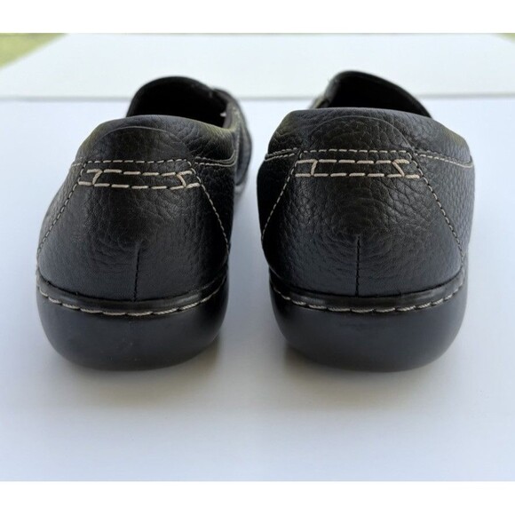 Clarks Collection Women’s Leather Button Slip-On Comfort Wedge – Size 11 Black - Picture 4 of 9